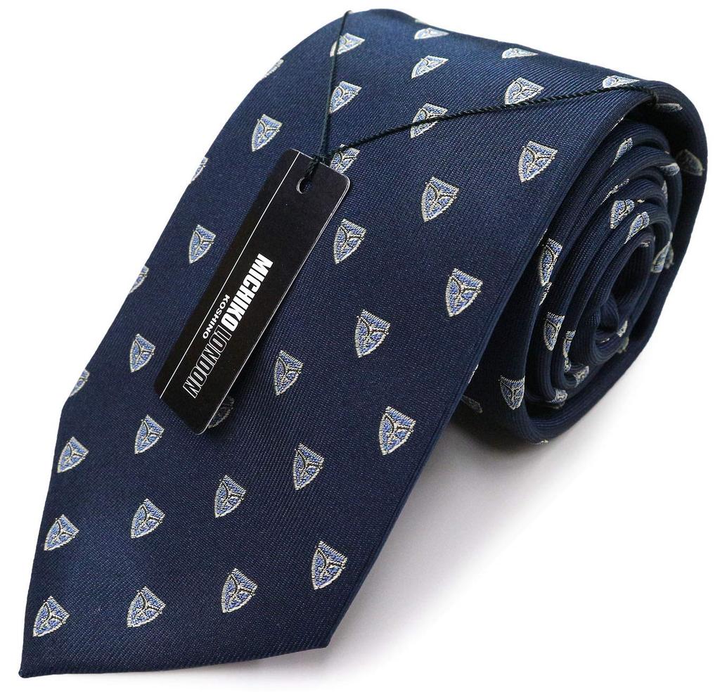 [MICHIKO LONDON] Michiko London Brand Necktie, Small Pattern, Emblem Pattern, 100% Silk, Crest, Jacquard Weave (B: Navy)