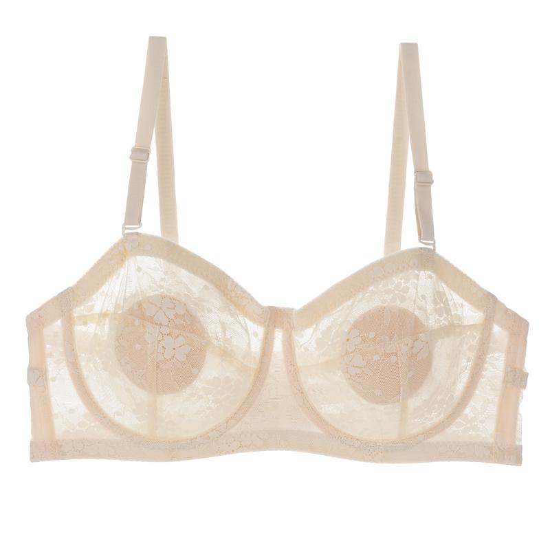 

Ультратонкий кружевной бюстгальтер без бретелек, нескользящий, летний, с тонкой подкладкой, топ-труба, прозрачное невидимое нижнее белье XL бежевый