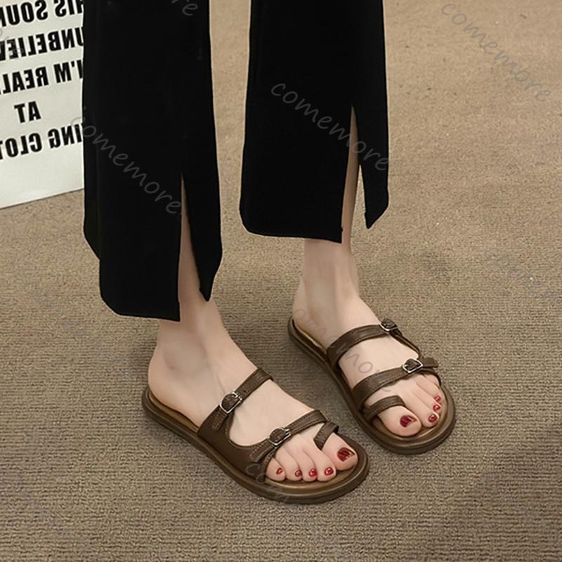 Fashion Comemore Women's Flip Flops Summer Non-Slip Flat Soft Sole Slides Shoes Fashion Casual Comfortable Outdoor Beach Sandals Slipper