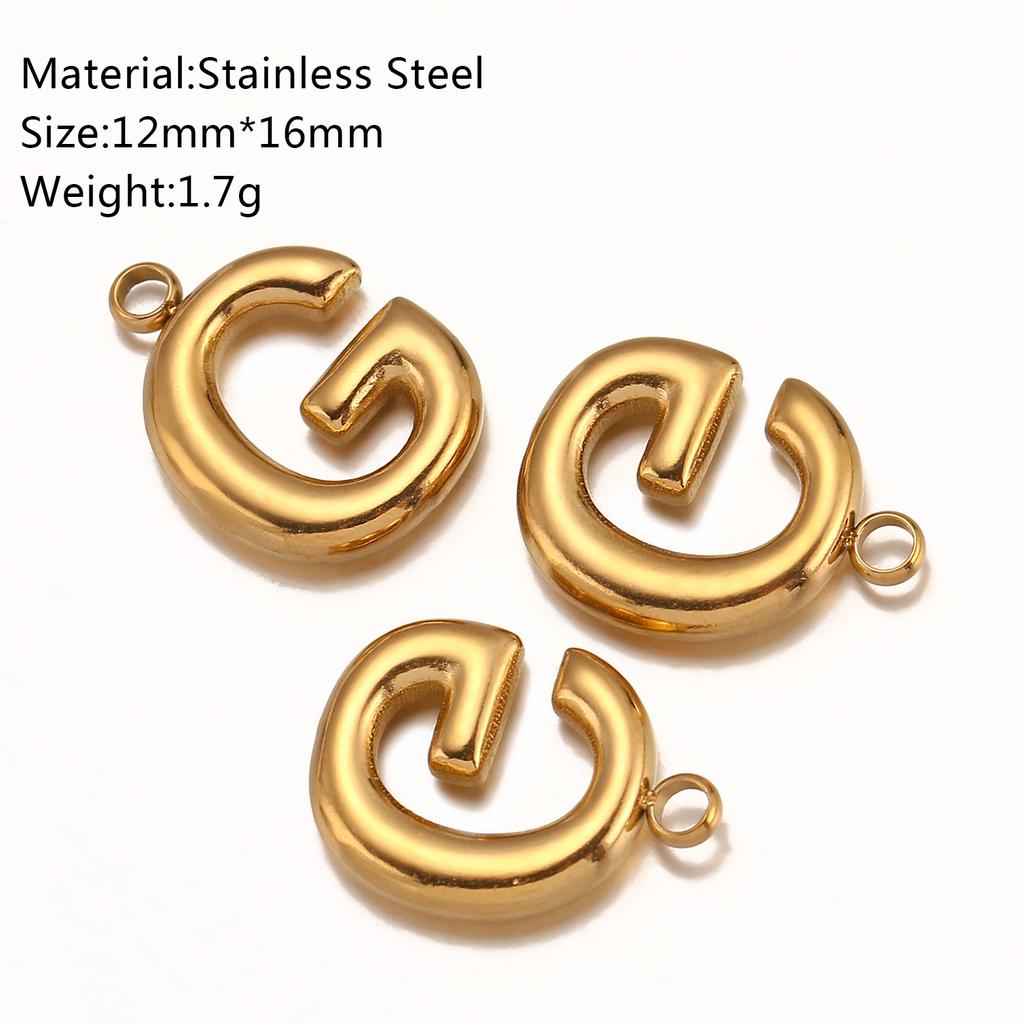 3Pcs Initial Charms 3D Stainless Steel English Letter Pendant 18K Gold Color PVD Plated Bubble Alphabet Charm DIY Jewelry Making