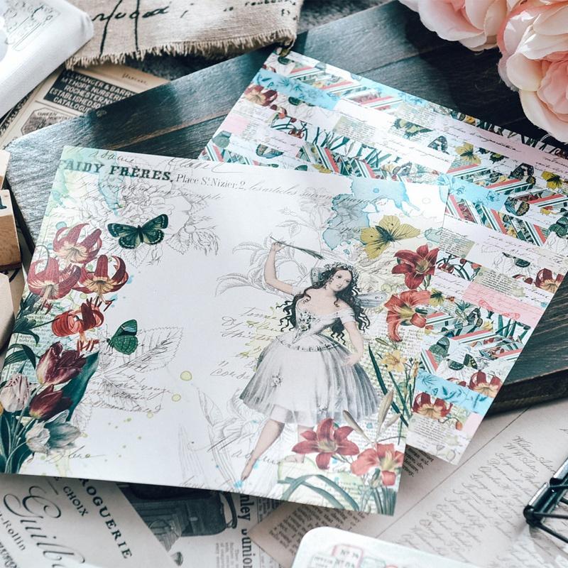 6-inch Fairy Theme DIY Photo Album Scrapbook Hand Account Background Paper Card Making Background Paper Single Side 12 Patterns