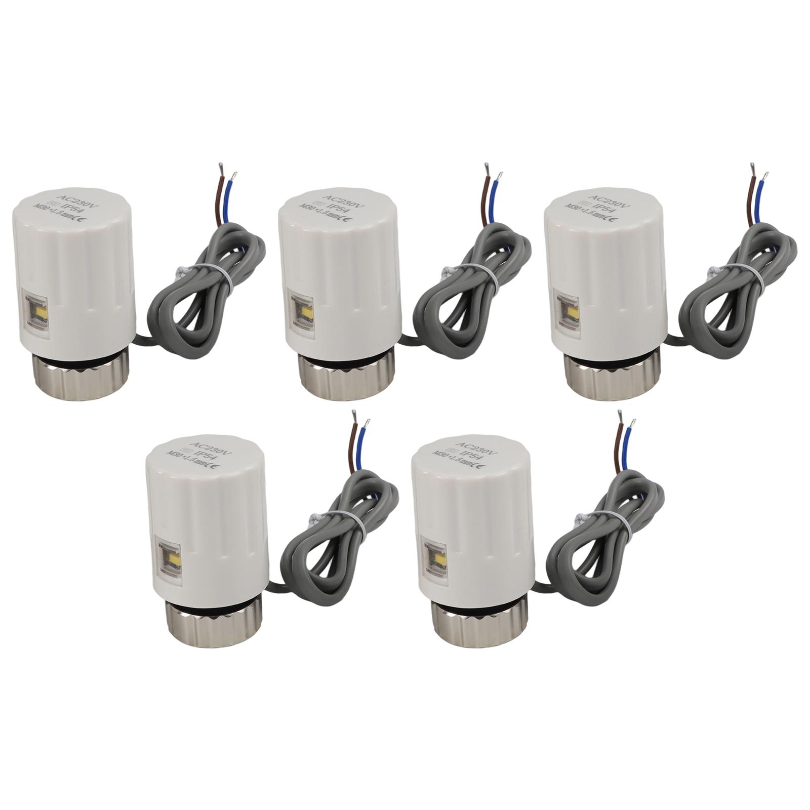 5 шт. Электропривод для клапана M30x1 5 мм 230 В Нормально закрытый для эффективного использования в системах напольного отопления и радиаторах