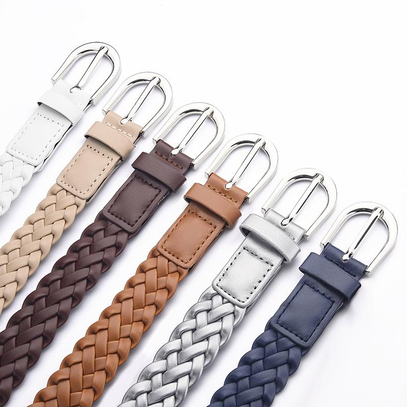 Fashionable Retro Versatile Braided Women’s Thin Belt Korean-Style High-End Elegant Everyday Casual Dress Belt (No Holes)
