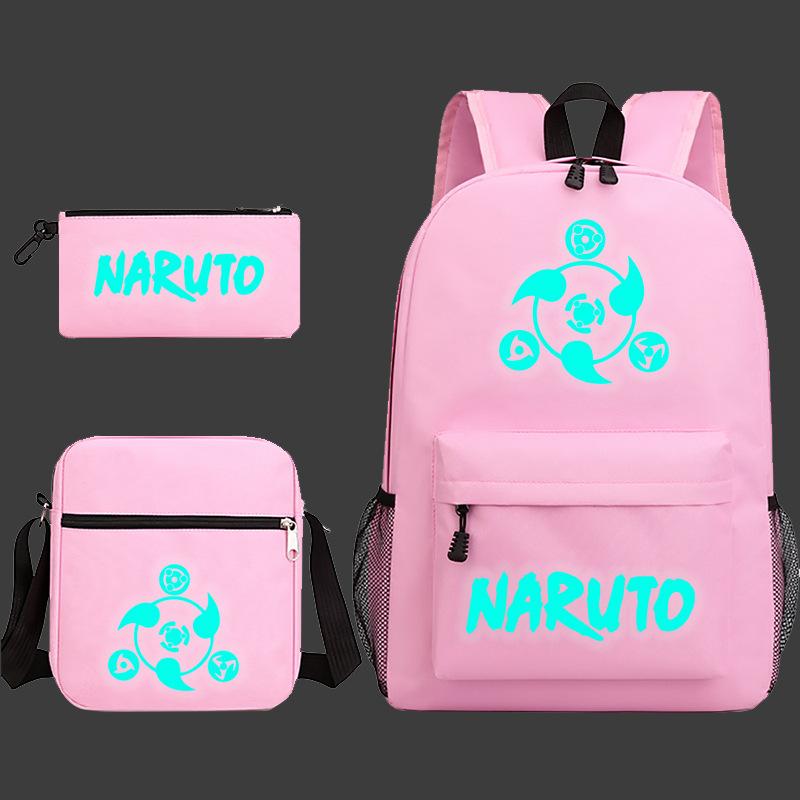 Large Capacity Schoolbag with Shoulder Strap; Student Three-piece Pencil Case Set