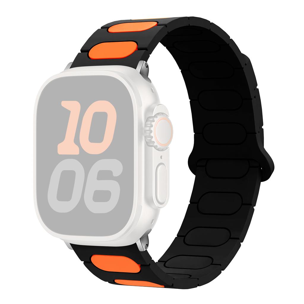 Oval Design Magnetic Strap for Apple Watch Series 11 10 42mm / 9 8 7 41mm / SE3 SE2 SE 6 5 4 40mm / 3 2 1 38mm Silicone Watch Band Dual Color