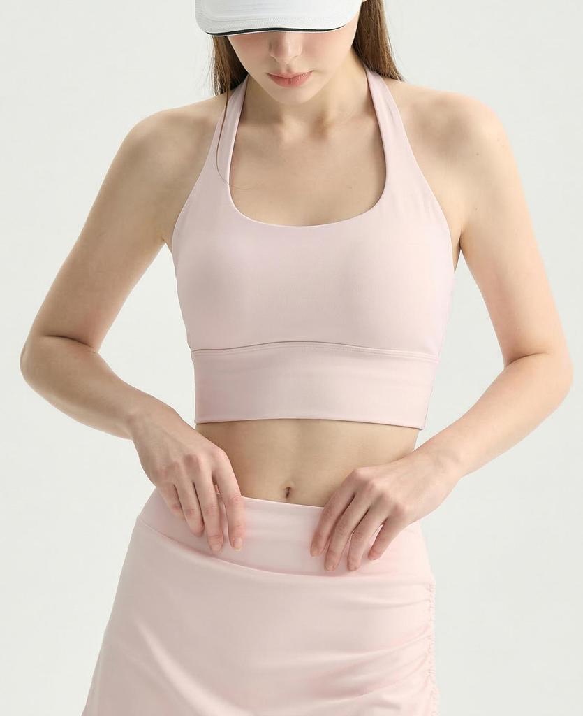 Women's Twisted Back Halter Yoga Tank With Built-in Bra Pads, Slimming Cropped Top for Pilates & Fitness