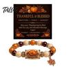 Retro Perlen Stretch-Armband Thanksgiving für Frauen, Feiertagsperlen mit Festival-Geschenk Familie Ahornblatt-Anhänger, Elastischer Herbsternte Schmuck Dekorativ
