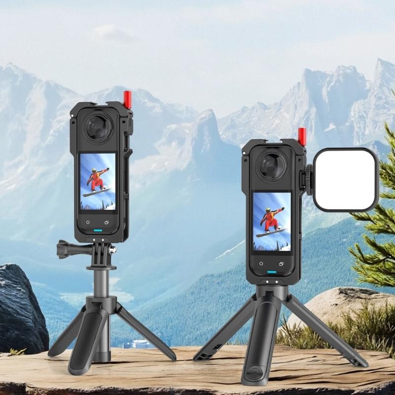 Aluminum Protective Frame Camera Cage For 360 X5 Action Camera With Cold Shoe Mount And Toolless Installation