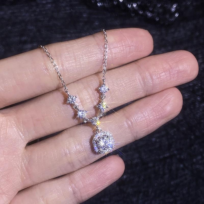 Moissanite Square Sugar Necklace Clavicle Chain Women