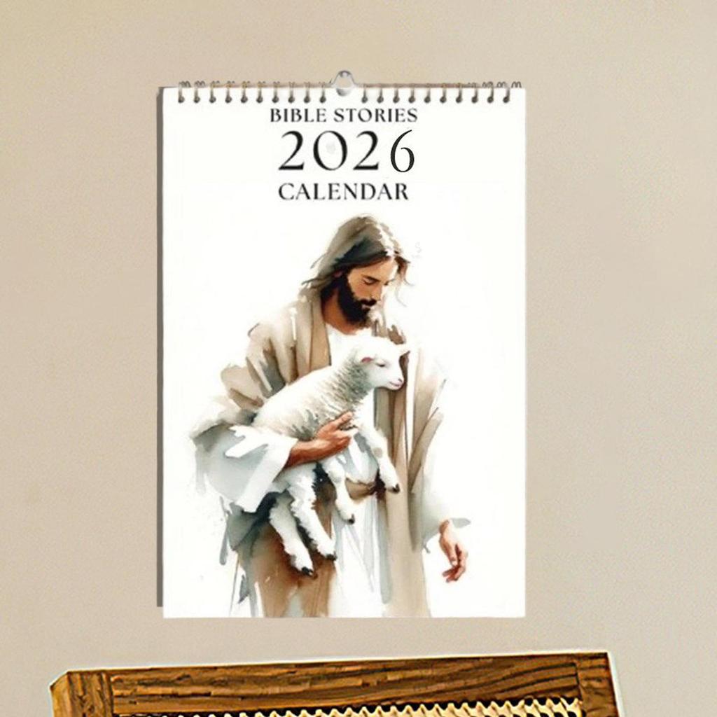 2026 Calendar Wall Monthly 2026 Wall Calendar Bible Story Inspirational Christian Planner Art Religious office Home Decoration