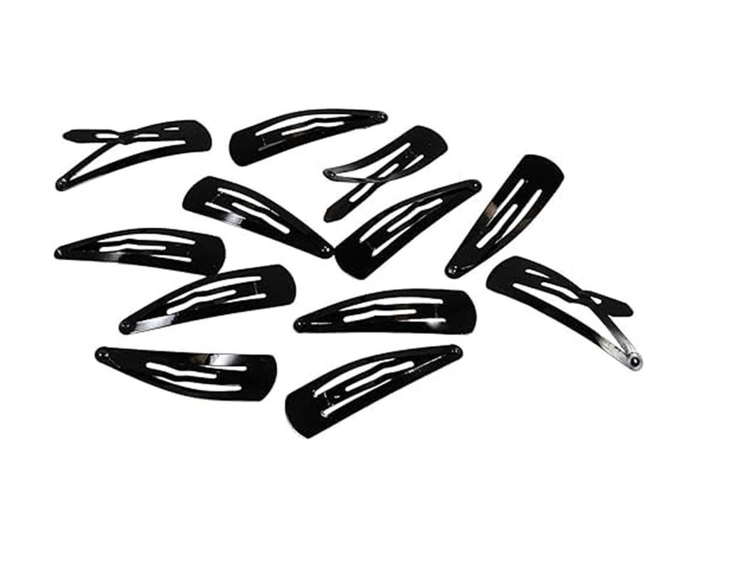 TreegoArt Glossy Balck Women Metal Snap Hair Tic Tac Stylish Clip/Juda Clip For Women's And Girls - Pack Of 24 Pieces