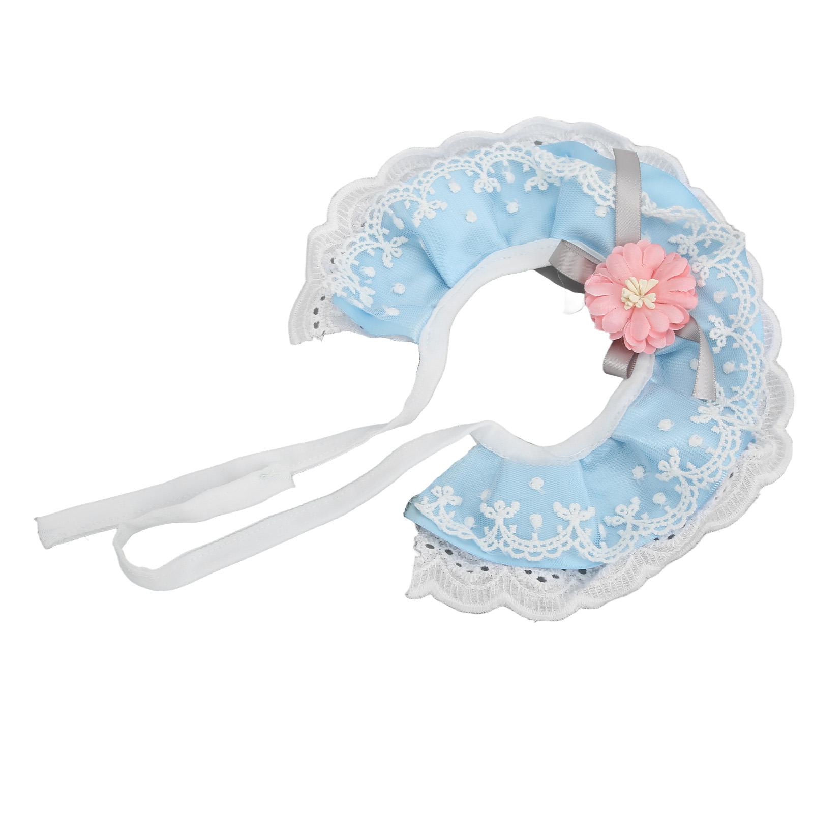 

Кружевной шарф для кошки, дышащий, мягкий и удобный, милый кружевной принцесса, слюнявчик для питомца для маленьких и средних кошек и собак L небесно-голубой