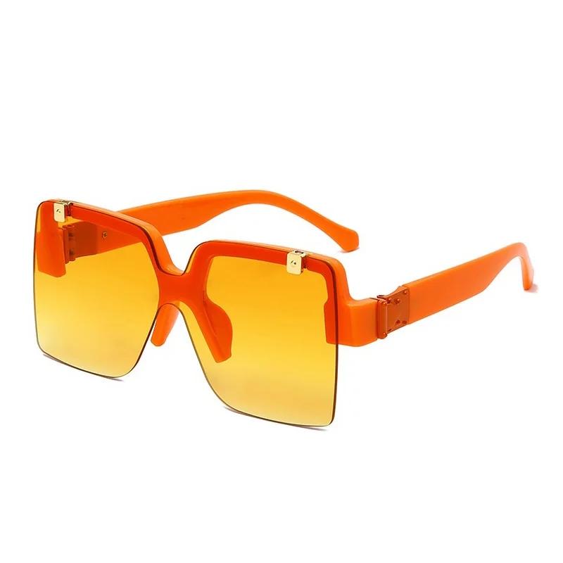 Unique Half Frame Flap Square Sunglasses For Women New Luxury Gradient Sun Glasses Men Oversized Hip Hop Uv400 Eyewear