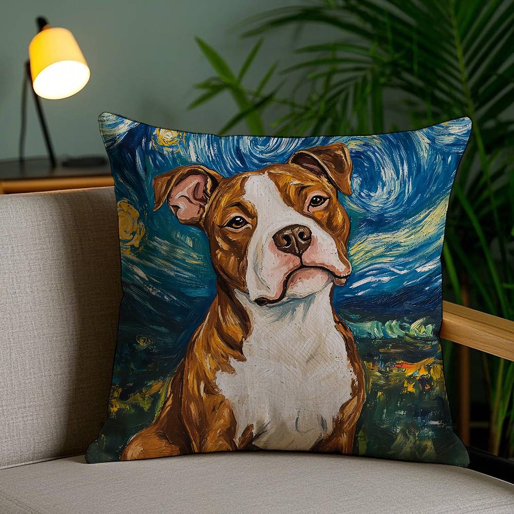 Catoon Starry Sky Dog Pillow Case Office Sofa Dorm Chair Back Short Plush Double-sided Printing Home  Cushion Cover