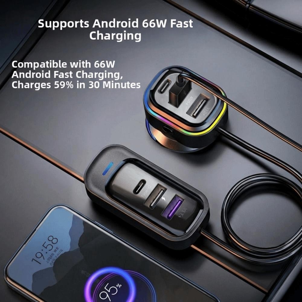 81W Power Car-mounted multi-function charger 6 in 1 Ports Super Fast Charging  Universal Vehicles