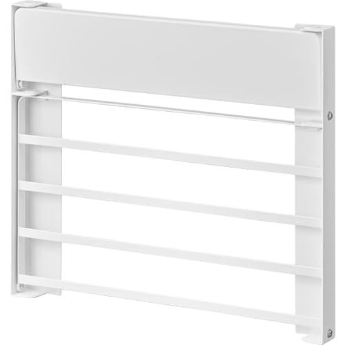 Yamazaki Tower Washing Machine Storage Rack, 2-Tier Magnetic Folding Shelf, White, Dimensions: W41 x D26 x H36.5cm (W x D x H), Bathroom Storage Rack,