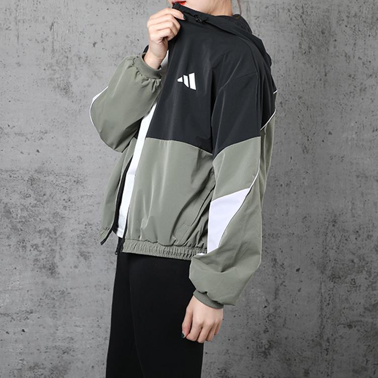 Adidas Colorblock Sport Kapuzenjacke Unisex Jacken Schwarz Grün FM9323