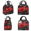 Coche Deportivo Rojo Está En La Calle Bolsa de Almuerzo Aislada para Niños Refrigerador Escolar Caja Térmica para Comida Bolso de Mano Cajas de Almuerzo Portátiles Contenedor