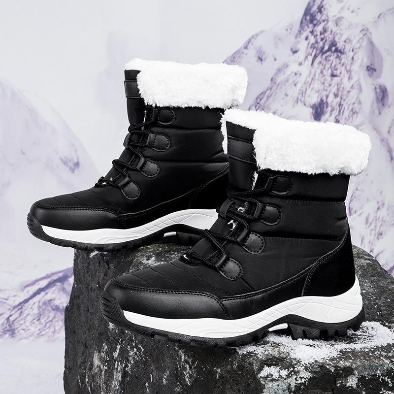 

Women s High-Top Outdoor Hiking Snow Boots, 2025 Winter Style, Velvet-Lined, Warm, Wear-Resistant 42 чёрный