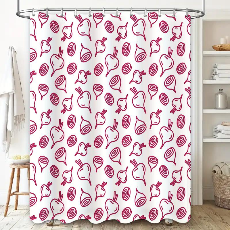 Modern Home Decor Shower Curtain Unique Purple Red Onion Pattern for Bathroom Decoration Waterproof Fabric Bath Room Accessory (