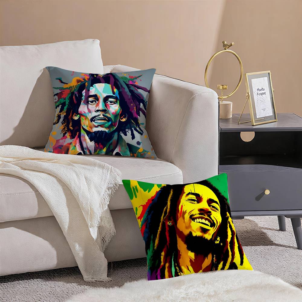 Reggae Music Bob Marley-Singer Pillow Case Silky elegant Comfort Sofa Bed Invisible zipper Beach pillowcase