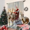 Set Of 2 Flat Printing Merry Christmas Popular Curtains Santa Sleigh Versatile Durable Polyester Without Electricity Festive Made