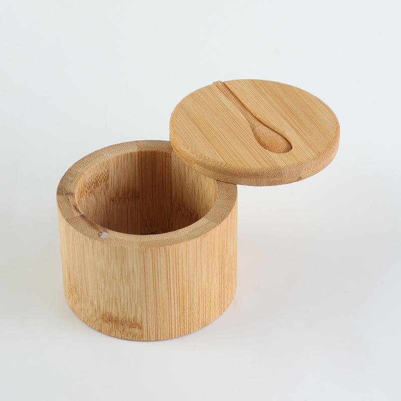 1 Set Wooden Salt Box Spice Storage Box with Lid Creative Salt Cellar for Kitchen Restaurant Use Perfect Gift for Home Cooks