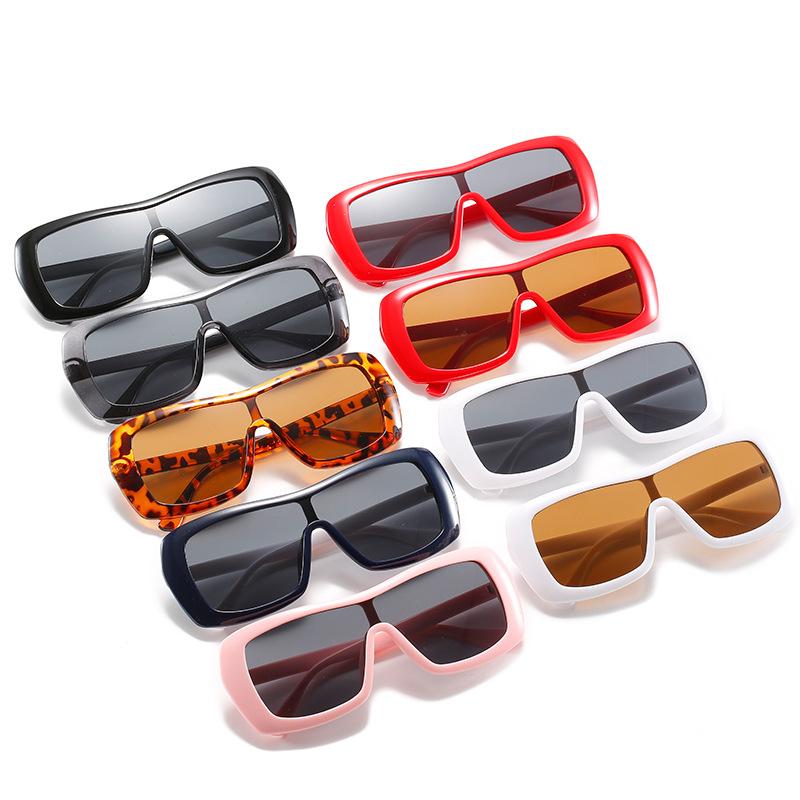 Einteilige Sonnenbrille, Bonbonfarbene integrierte Großrahmenbrille, Street-Shot Dünngesichts-Sonnenbrille für Frauen