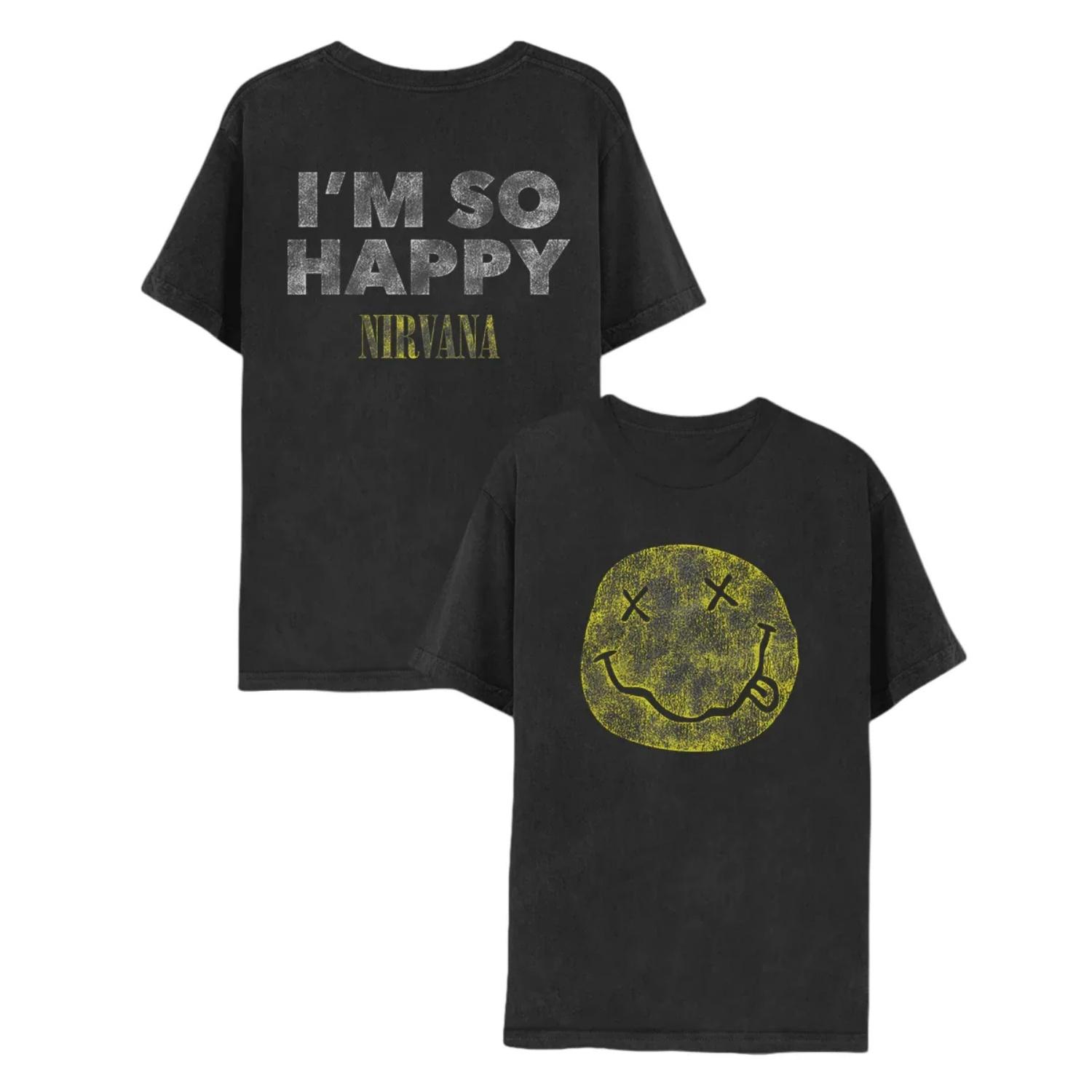 

Nirvana Rock Band Washed T-shirt Men and Women Summer Gothic Clothing Fashion Casual Round Neck Short Sleeved Top Streetwear S чёрный