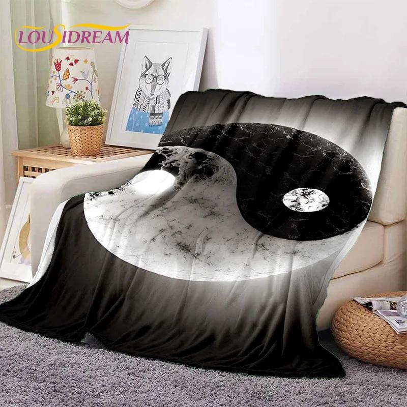 Nature Yin Yang Chinese Tai Chi Bagua Soft Flannel Blankets,Throw Blanket Comfortable Blanket for Picnic Beds Home Bedroom Gift