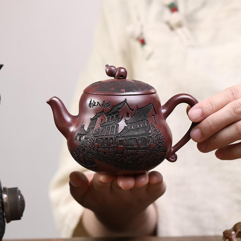

Китайский Исинский Ручной Фиолетовый Глиняный Чайник Домашний Форма Тыквы Чайник Красота Чайное Ситечко Чайник Сырая Руда Цзыша Чайный Набор 260мл