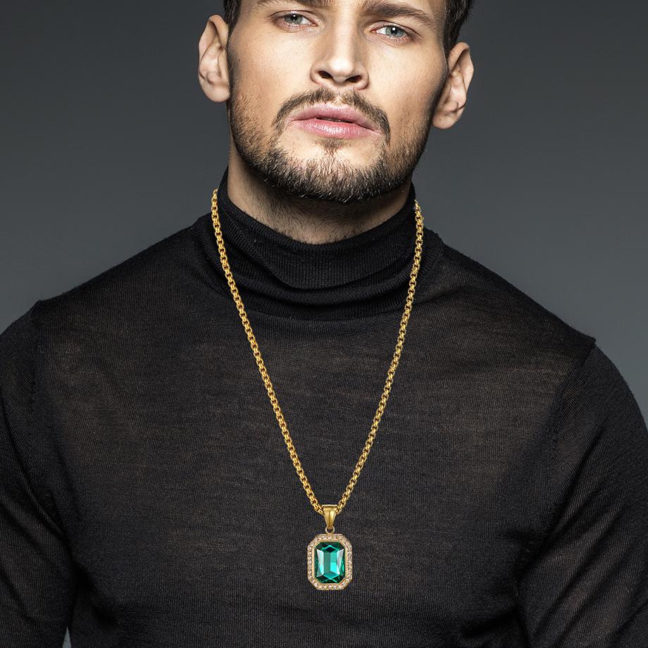 Iced Out Small Square Black Crystal Pendant Necklace For Men/Women Bling Rhinestone Hip hop Jewelry With Box Chain Drop Shipping