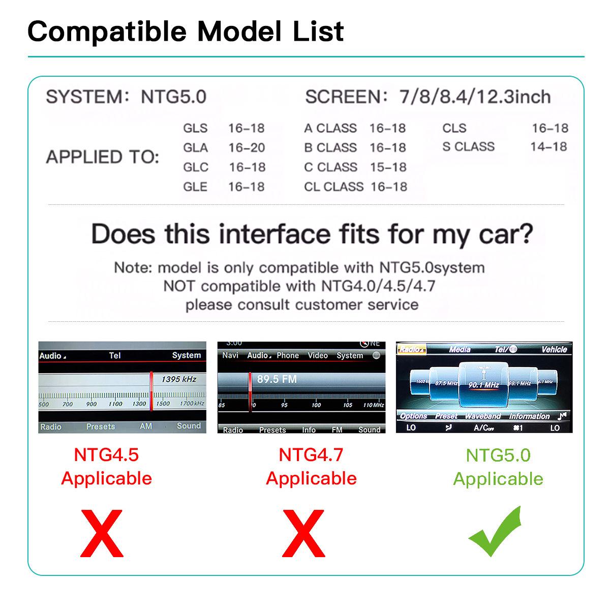 

Mercedes Wireless CarPlay Upgrade for NTG4.5/4.7/5.0 Screens