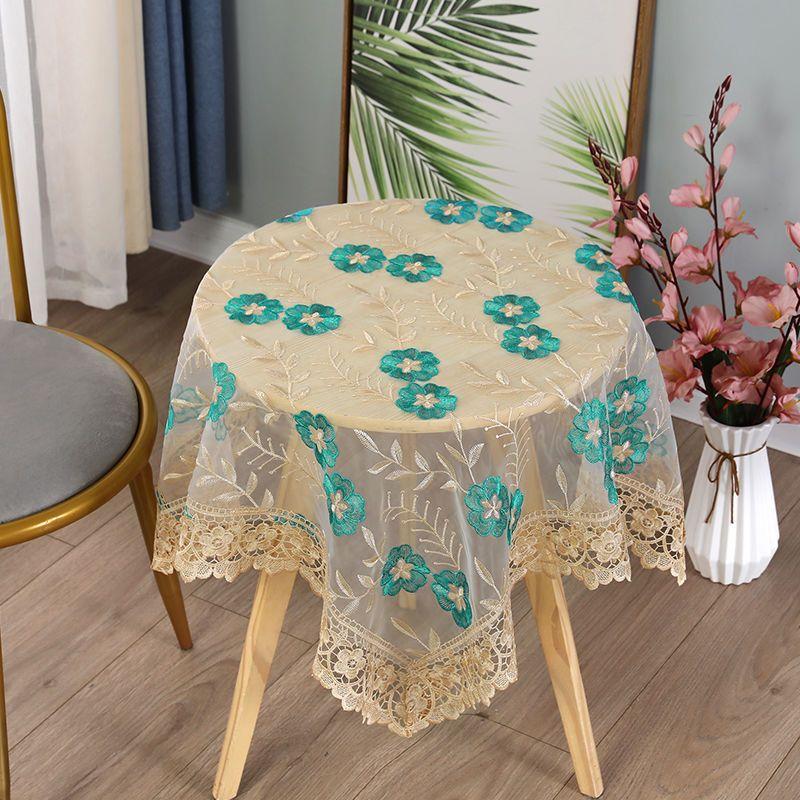 1pcs Small Round Table Tablecloth Fabric Lace Embroidered Rectangular Tablecloth Household Dustproof Coffee Table Cover