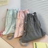 New White Drawstring Backpack for Women Korean Lazy Style Backpack Lightweight Nylon Travel Backpack