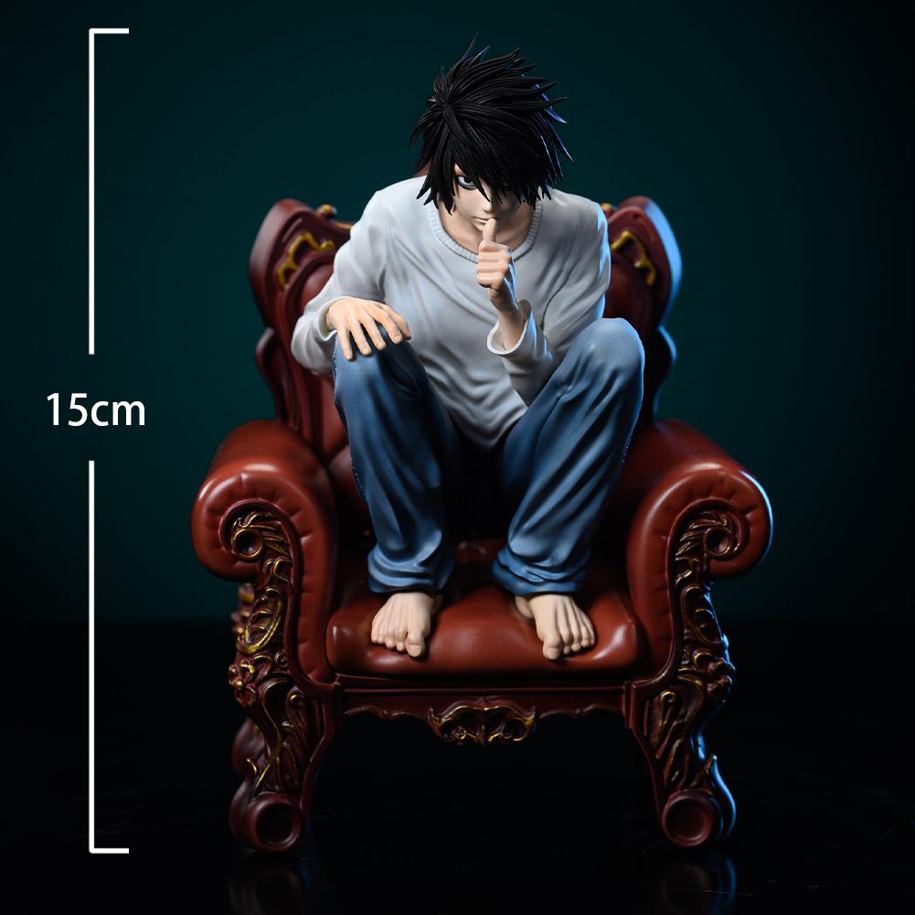 

Death Anime Figure Light Yagami L Action Figure L Figurine sitting pose statue super sleuths Collectible Model Doll Toy Boy Gift 15CM
