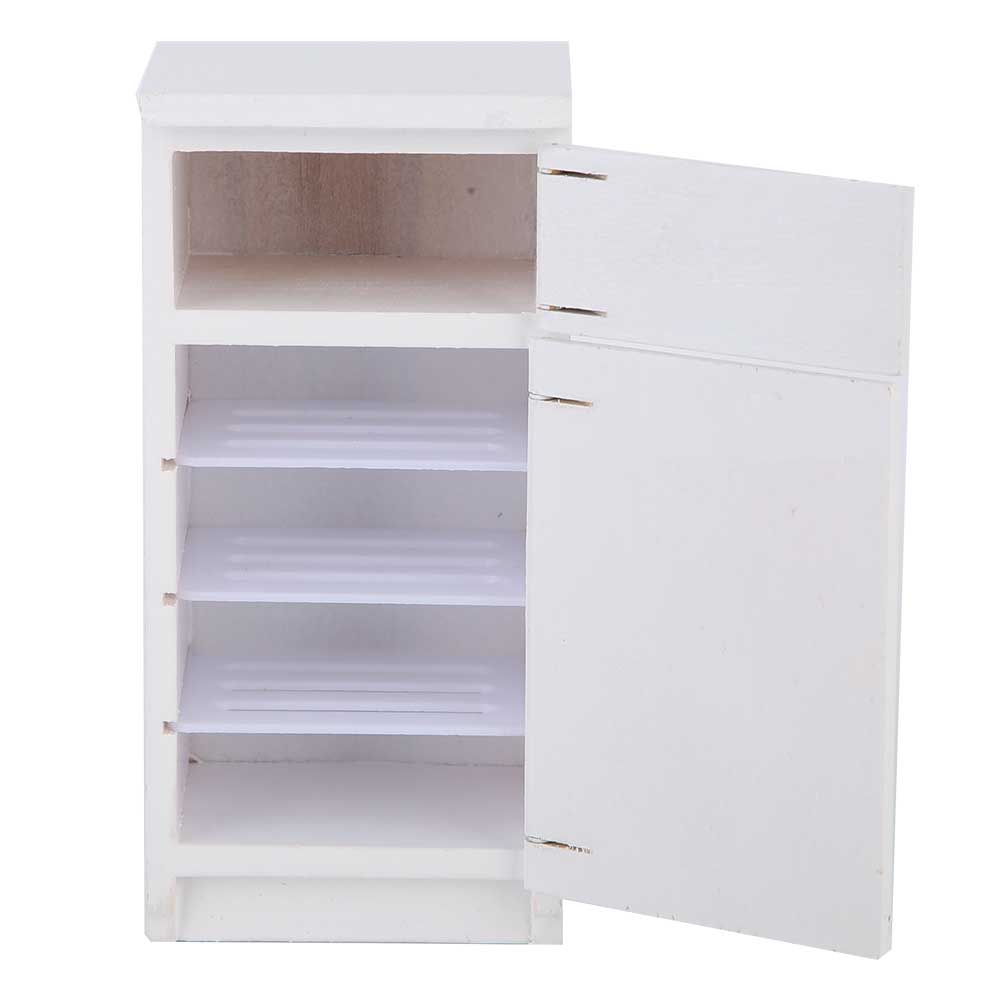 White   Refrigerator Model, 1:12  Ature Kitchen Accessories, Wooden   Furniture for Photography and Display, 5.1 X 2.4 X 2.1 Inch