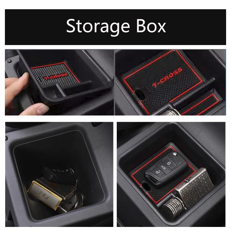 For Volkswagen VW T-Cross 2018~2025 Car Console Armrest Storage Box Sundries Tidying Layered Organizer Tray Interior Accessories
