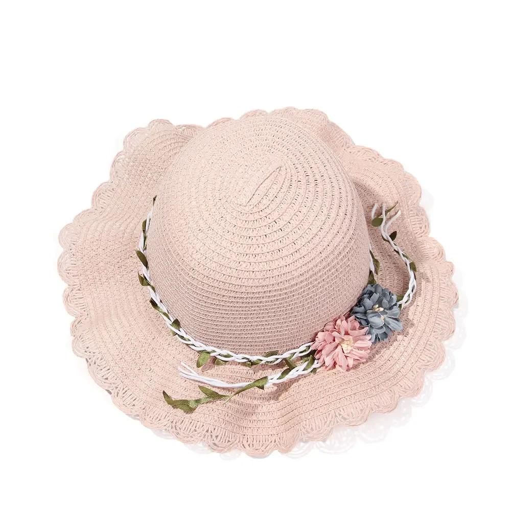 New Summer Kids Flower Caps Bag Girl Sandy Beach Hat Baby Coin Cute Weave Straw Purse Children's Messenger Backpack