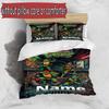 3pcs Duvet Cover Set (1*Duvet Cover + 2*Pillowcase, Without Core), Custom Name Teenage Ninja Turtles Pattern Bedding Set, Home Bedroom Decor Gift