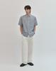 WORK ON BODY OFF Linea Semi-Overfit Striped Short Sleeve Shirt [Blue]