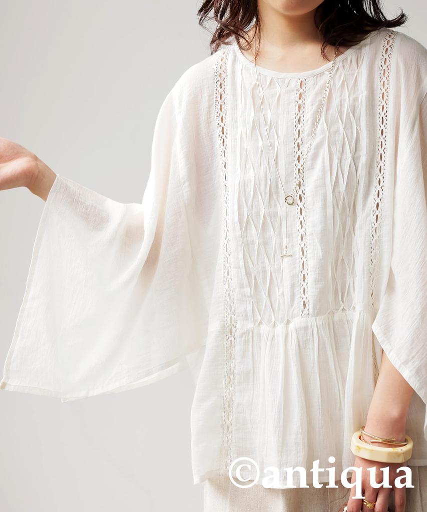 Antiqua Indian Cotton Lace Half One Size White Women's Blouse, Sleeve, IYA-00063, 03,