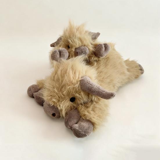 Highland Cow Plush Toy Long Hair Scottish Cattle Stuffed Animal Soft Cuddly Farm Decor for Kids Collectors