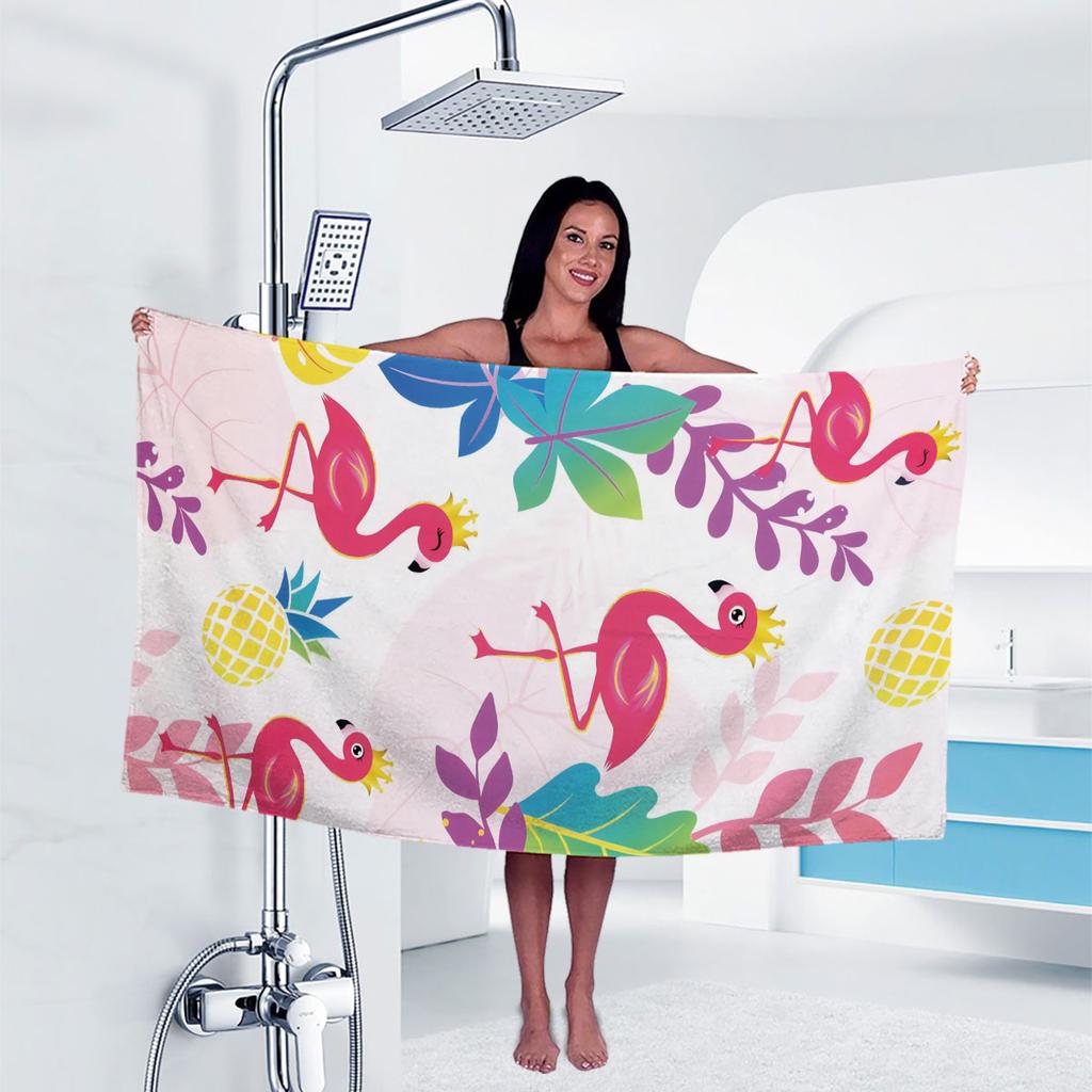 1pc flamingo Print towel Sports Quick-Drying Super Absorbent Camping Towel Super Soft Lightweight Gym Swimming Yoga Beach Towel