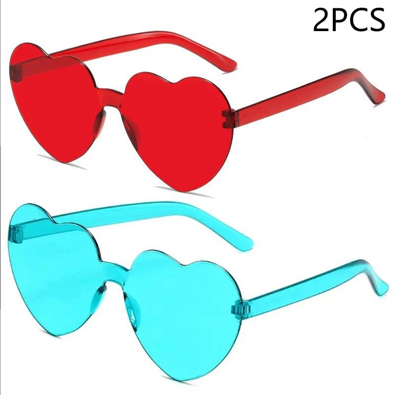 New Love Sunglasses Jelly Color Frameless Heart-shaped Sunglasses Dazzling Color Sunglasses