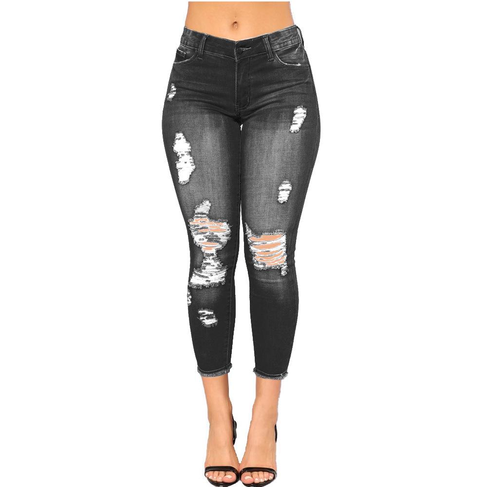 

Women s European Style Wide-Leg Ripped Denim Pants (2026) XXL чорний