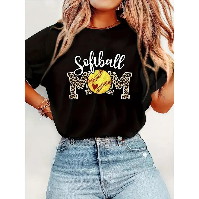 Women's Mother's Day 3D Printed Letter Personalized Simple Summer Short Sleeved T-shirt