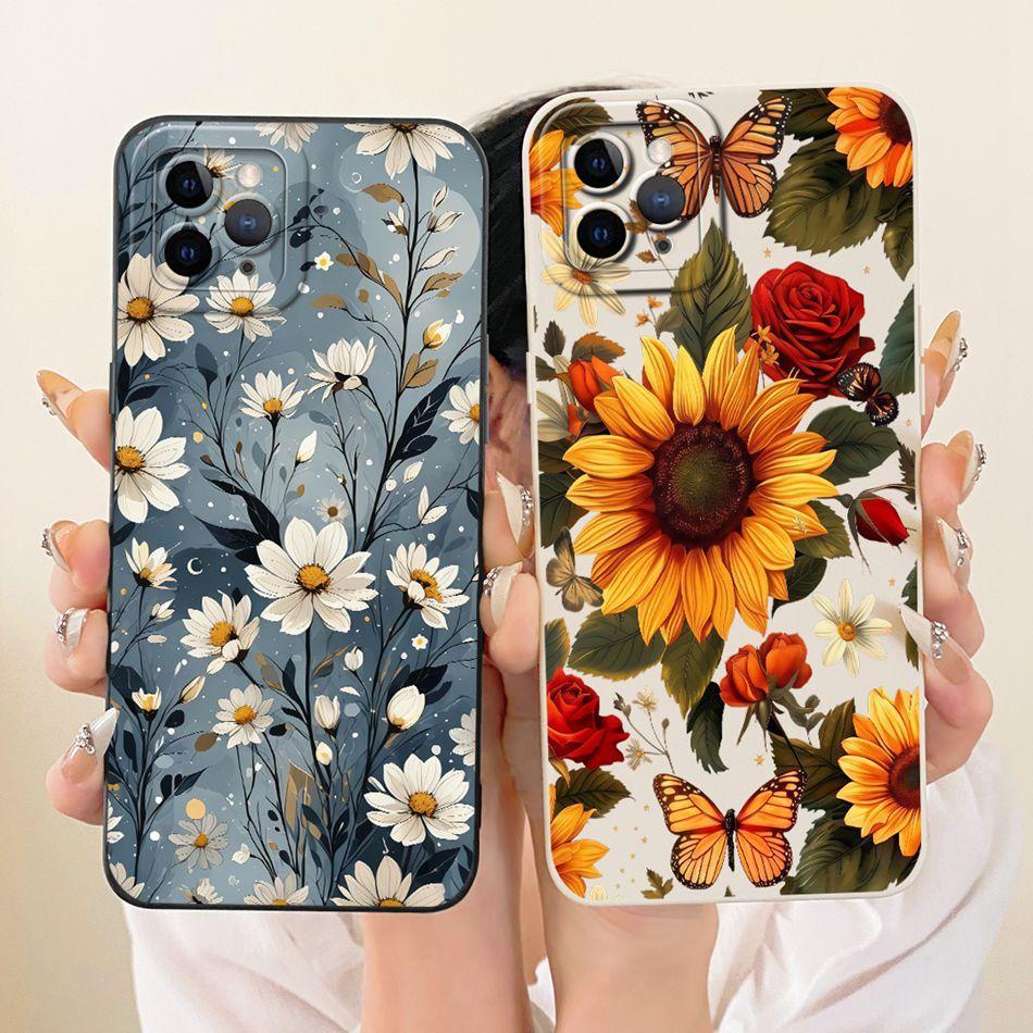 For iPhone 11 Pro Max Cute Cat Flower Cartoon Phone Case For iPhone11 11Pro 11ProMax Shockproof Soft Silicone Covers Bumpers