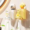 Cartoon Toothbrush Holder & Cup Rack: Punch-Free, Wall-Mounted, Cute Design for Kids' Bathroom.