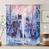 Elegant Snow Wolf Forest Patterned Printed Curtains Pole Bag Home Decoration Room Curtain Made Of Polyester